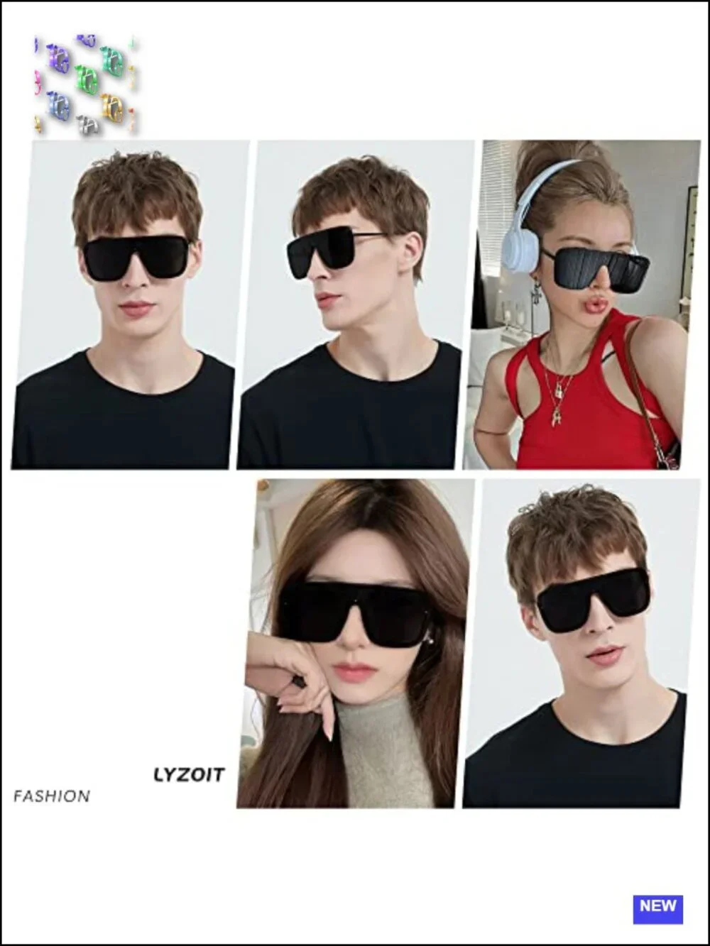 Rimless Oversized Square Sunglasses for Women Men UV400 Frameless Glasses